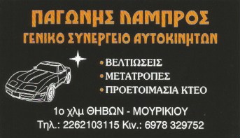 ΣΥΝΕΡΓΕΙΟ ΑΥΤΟΚΙΝΗΤΩΝ ΘΗΒΑ ΒΟΙΩΤΙΑ ΠΑΓΩΝΗΣ ΛΑΜΠΡΟΣ