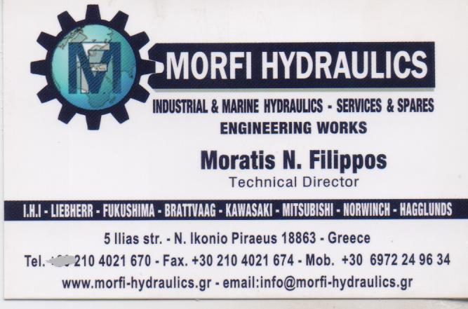 MORFI HYDRAULICS ΗΛΕΚΤΡΟΥΔΡΑΥΛΙΚΑ ΣΥΣΤΗΜΑΤΑ ΠΛΟΙΩΝ ΕΞΟΠΛΙΣΜΟΣ ΠΛΟΙΩΝ ΠΕΡΑΜΑ ΜΩΡΑΤΗΣ ΦΙΛΙΠΠΟΣ 