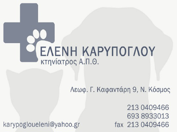 ΚΤΗΝΙΑΤΡΟΣ ΙΑΤΡΕΙΟ ΜΙΚΡΩΝ ΖΩΩΝ ΚΤΗΝΙΑΤΡΕΙΟ ΝΕΟΣ ΚΟΣΜΟΣ ΑΤΤΙΚΗ ΚΑΡΥΠΟΓΛΟΥ ΕΛΕΝΗ