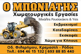 ΧΩΜΑΤΟΥΡΓΙΚΕΣ ΕΡΓΑΣΙΕΣ Ο ΜΠΩΝΙΑΤΗΣ ΦΙΛΕΡΗΜΟΥ ΚΡΕΜΑΣΤΗ ΡΟΔΟΣ ΡΟΥΣΑΚΑΚΗΣ ΜΙΧΑΗΛ